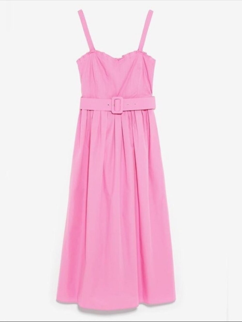 Zara Pink Belted Midi Dress
